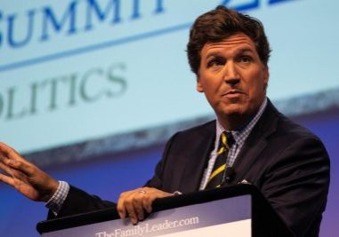 Tucker Carlson, Fox News host, speaks during the FAMiLY Leadership Summit at the Community Choice Credit Union Convention Center Friday, July 15, 2022 in Des Moines.