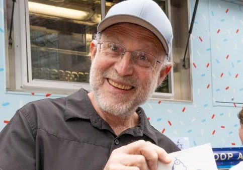 Jerry Greenfield, co-founder of Ben & Jerry’s, partnered with MoveOn to hand out free ice cream at Franklin Square in Philadelphia during their Scoop The Vote tour to get-out-the-vote for Vice President Kamala Harris and Democrats down the ballot. on September 16, 2024 in Philadelphia, Pennsylvania. (Lisa Lake/Getty Images for MoveOn)